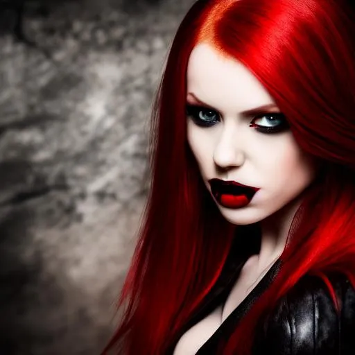 Prompt: Full body portrait of vampire, with red hair and with cute face, bloody, perfect composition, hyperrealistic, super detailed, 8k, high quality, trending art, sharp focus, studio photo, intricate details, highly detailed