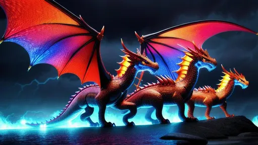 Prompt: Dragons in a group hug, intricately detailed, hyperrealistic, Hyper Detailed, Photorealistic, cool colors, deep color, thunderstorm, Fire, radiant, 8k resolution