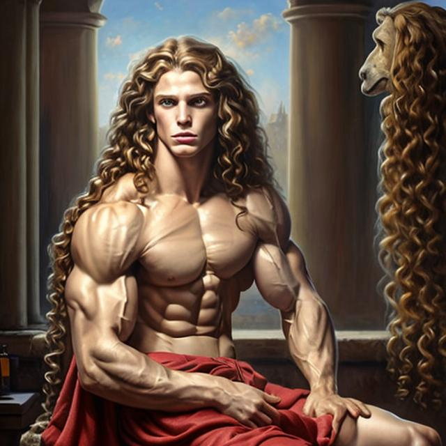 Portrait Of Biblical Samson Muscular Abs And Thighs 9399