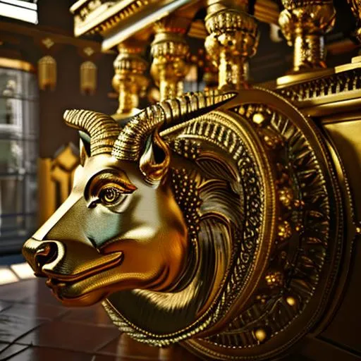 Prompt: golden bull, high detail, 8k, :: intricate details, ornate, detailed illustration, octane render ::  unreal engine 5