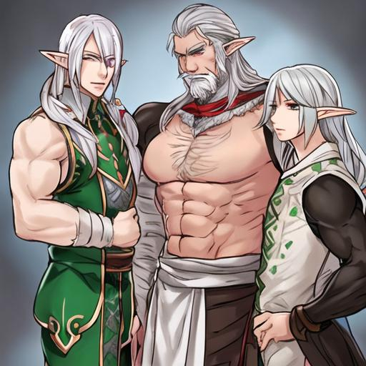 Bara Elf Anime Man Grey Hair Older Man 6951