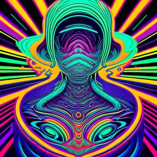Prompt: Hypnotic illustration of {object}, hypnotic psychedelic art by Dan Mumford, pop surrealism, dark glow neon paint, mystical, Behance