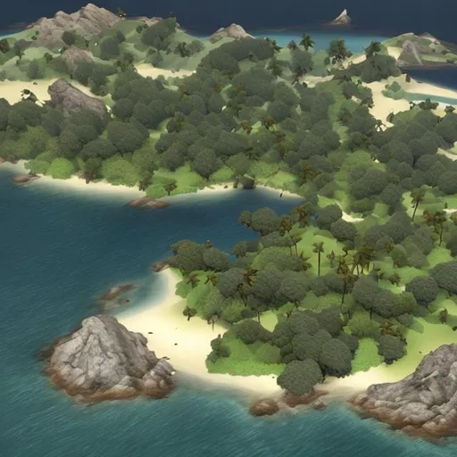 Prompt: green and gold island