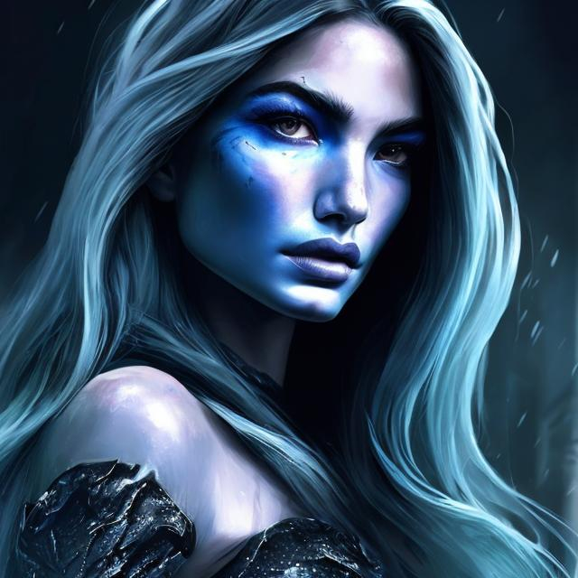 Lily Aldridge as a killer frost portrait, digital pa... | OpenArt