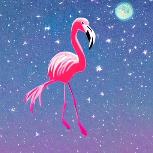 Prompt: a flamingo
  in space
