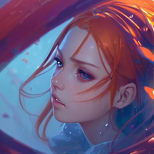 Prompt: Closeup face portrait of a princess, smooth soft skin, sharp eyes, beautiful intricate orange hair, juicy lips, symmetrical, anime wide eyes, soft lighting, detailed face, by makoto shinkai, stanley artgerm lau, wlop, rossdraws, concept art, digital painting, looking into camera