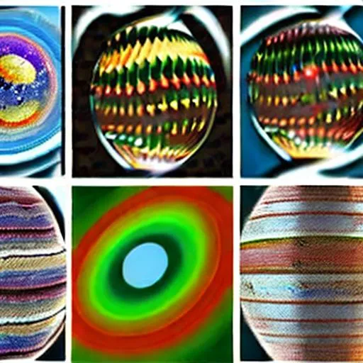 Prompt: stitches in time past towards time present to the bright planet future
