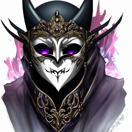 Prompt: anime style, phantom of the opera mask on necromancer

