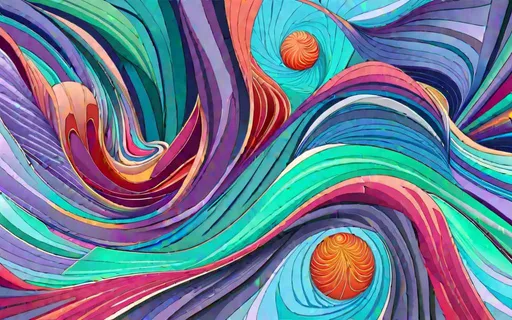 Prompt: Colorful waves in art deco style