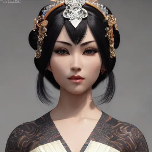 High quality detailed face of tattooed geisha assass... | OpenArt