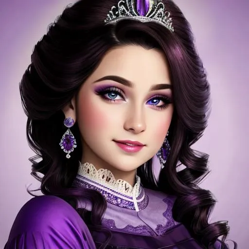 Prompt:  princess wearing purple, facial closeup
