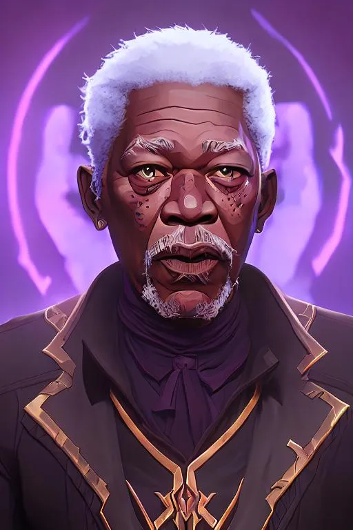 Prompt: Morgan Freeman as a Dark Necromancer, Warlock, Wizard, Dark Magic