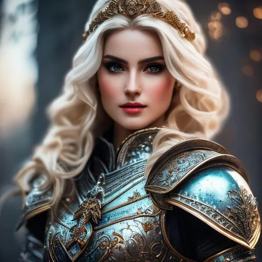 Prompt: create hig quality photograph of  beautiful female princes in medieval white  knight armor, extremely detailed face, extremely detailed environment, extremely detailed background, intricate, extremely detailed skin, natural colors , professionally color graded, photorealism, 8k, realistic, moody lighting, ambience lighting