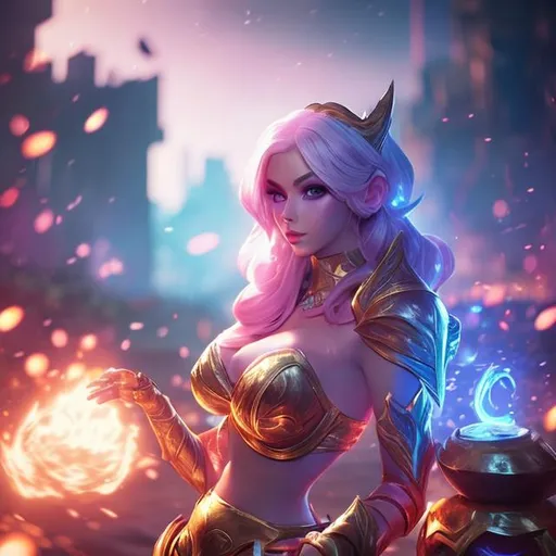 Prompt:  lux from league of legends, detailed, superdetailed, high contrast, sharp, realistic, super realistic, summoner's rift on the background blurred, octane render --ar 2:3