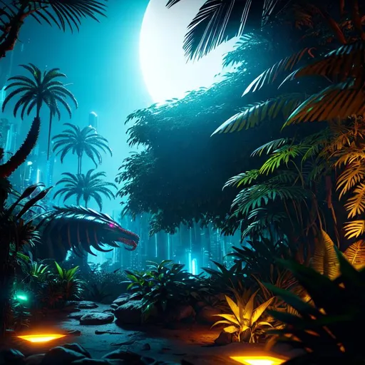 Prompt: predator yajuta in the jungle, unreal engine, octane, hyper-realistic, middle of SPACE, cyberpunk lights, Hyper Detail