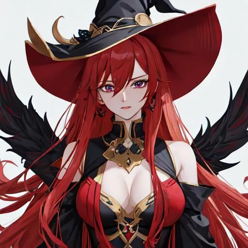 Prompt: Zerif 1male (Red side-swept hair covering his right eye)and Haley dressed up as witches, UHD, 8K, Highly detailed, insane detail, best quality, high quality, anime style, 
