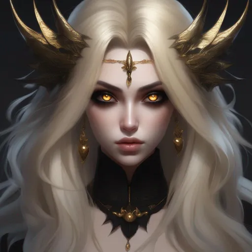 Prompt: An evil, full body pose , (demon) girl, black sclera eye with gold iris, evil facial expression, ({black sclera eyes}), ({DEMONIC EYES}), evil eyes, ({big (wide {blonde} {spiky} fluffy) extra very long hair})(hyperrealistic face, hyperrealistic eyes, hyperrealistic nose, hyperrealistic lips), evil facial expression, (black sclera eyes), black sclera, yellow cat eyes, big gray lynx ears, ({big (wide {blonde} {spiky} fluffy) extra very long hair}), (fringeless), ({blonde} hair), (no fringe), (forehead visible), pale skin, sharp jaw, black latex leotard, hyperrealistic face, hyperrealistic eyes, hyperrealistic nose, hyperrealistic lips, ethereal, divine, goddess, intricate facial details, intricate eye detail, black latex leotard suit, fighting pose, attack, oncept art, high resolution scan, hd octane render, intricate detailed, highly detailed face, unreal engine, trending on artstation, UHD, 8k, Very detailed