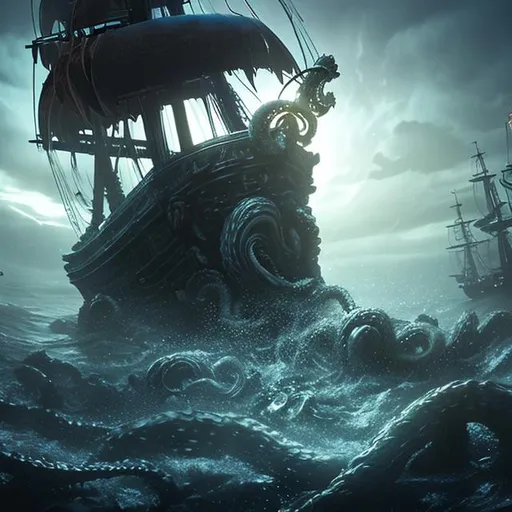 Prompt:  kraken attacking ghost ship