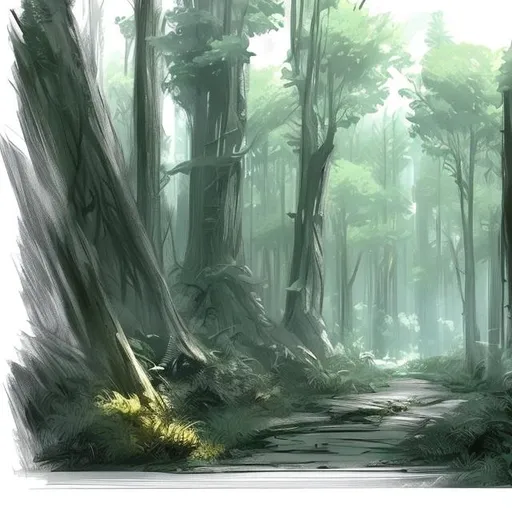 Prompt: forest concept art sketch artstation style