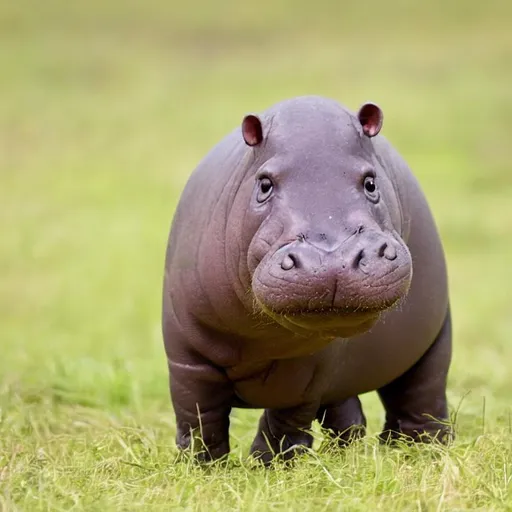 Prompt: cute baby hippo in the savanna