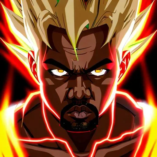 Prompt: Kanye West going Super Saiyan