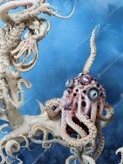 Prompt: Film about a grotesque octopus zombie from space, photoelastic, hd-