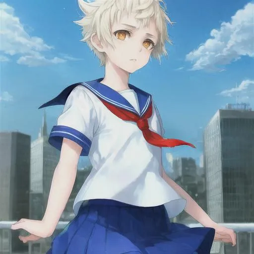 Anime girl with short messy white hair