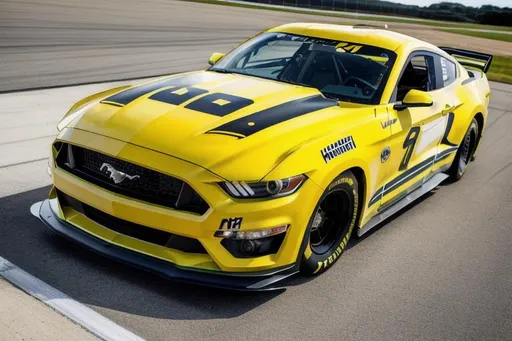 Prompt: Next Gen Nascar stock Ford Mustang car, sponsored by OpenArt