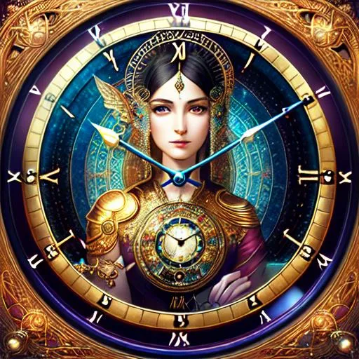 Prompt: A time clock beautiful goddess. She controls the time. Clocks parts all over her body. Opalescent skin. Intricate metallic details. Fractal clocks. An art deco background. Art by Tom Bagshaw, Karol bak, catrin Welz-Stein, Josephine wall, Sherry Akrami, artgerm, Alex Alemany. Best quality, cinematic smooth, highly detailed, beautifully lit. A beautiful 