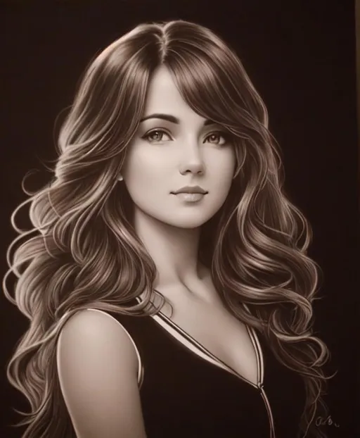 Prompt: pencil sketch, black and white, wavy long hair