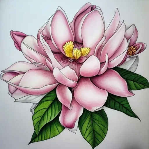 Prompt: Magnolia drawing for coloring book 