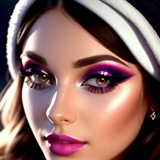 Prompt: Girl,  stylish makeup,facial closeup