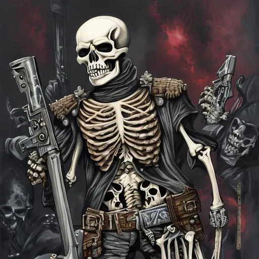 Prompt: rönesans painting of a skeleton gang member from the 00's holding a gun