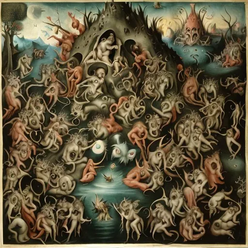 Prompt: Demonic orgy in the style of heironomous bosch