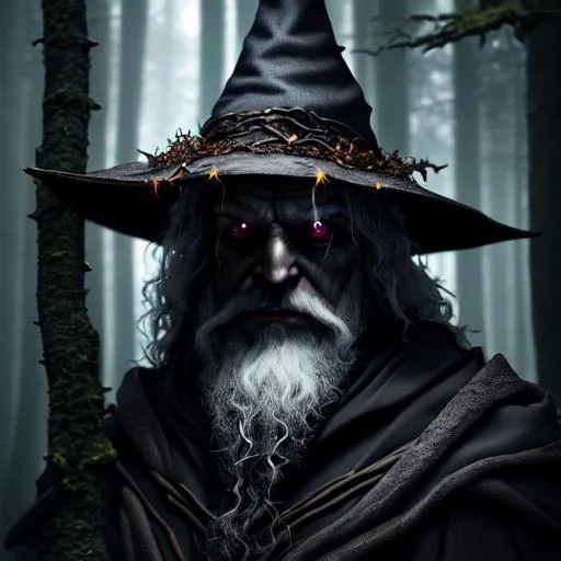 Prompt: Dark Wizard, Dark forest, Professional, Highly Detailed, Hyperrealistic, sharp focus, Professional, UHD, HDR, 8K, Render, HD,
