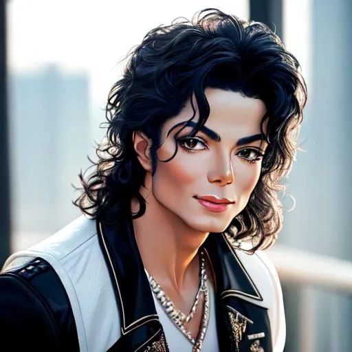 Prompt: portrait: 
::5 Premium Michael Jackson Portrait Photography::full body view, 4 well-lit, sharp-focus, high-quality, artistic, unique, award-winning photograph, Canon EOS 5D Mark IV DSLR, f/8, ISO 100, 1/250 second, close-up, natural light, professional, flattering, headshot, glibatree style::grainy, deformed, watermark::-2,