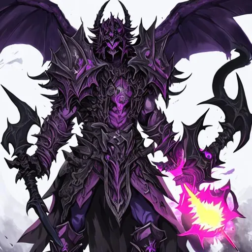 Prompt: demon lord wearing void armour  with void axe