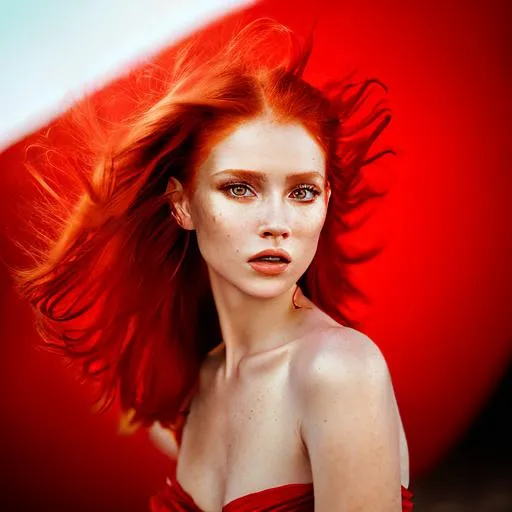 Prompt: ultra high definition ,hyper realistic half body photo of a red head women,UHD,soft lighting,bokeh,perfect composition