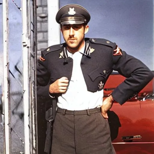Prompt: Ryan Gosling in nkvd uniform