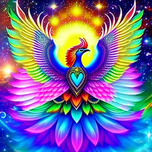 Prompt: dancing feathered Garuda warrior earth kundalini awakening deep space
