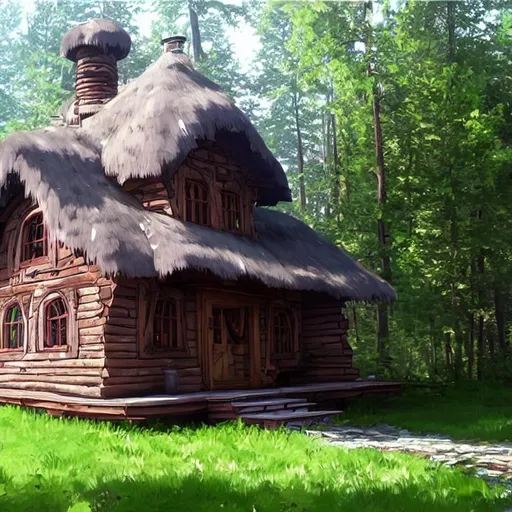 Prompt: beautiful ornated stuning russian cottage in the wood