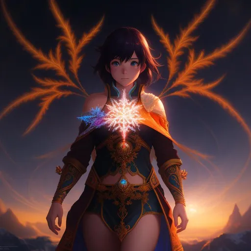 Prompt: frozen fractal deity, symmetrical, soft lighting, by makoto shinkai, stanley artgerm lau, wlop, rossdraws, full body