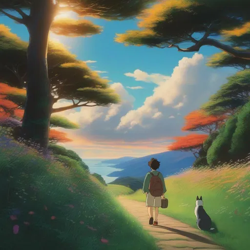 Prompt: studio ghibli movie starring timothee chalamet, consistent lighting and mood throughout