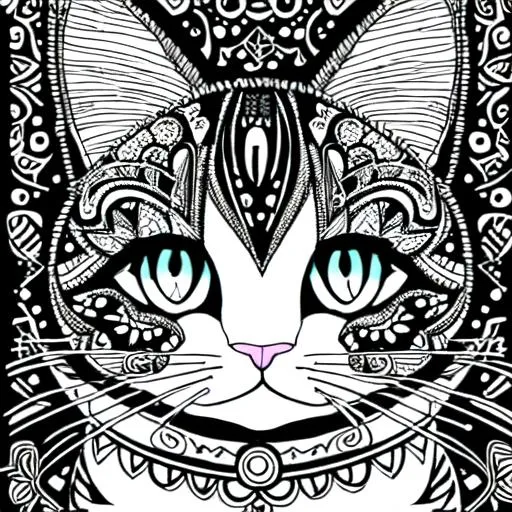 Funny cat. Coloring book for adults. Black-and-white pattern with floral  patterns Stock Vector by ©aleancher 120654832