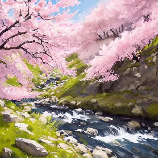 Prompt: The Cherry blossom of the Jerte Valley during the months of May, June and July