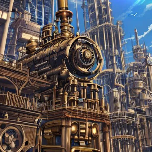 small open air steampunk city | OpenArt