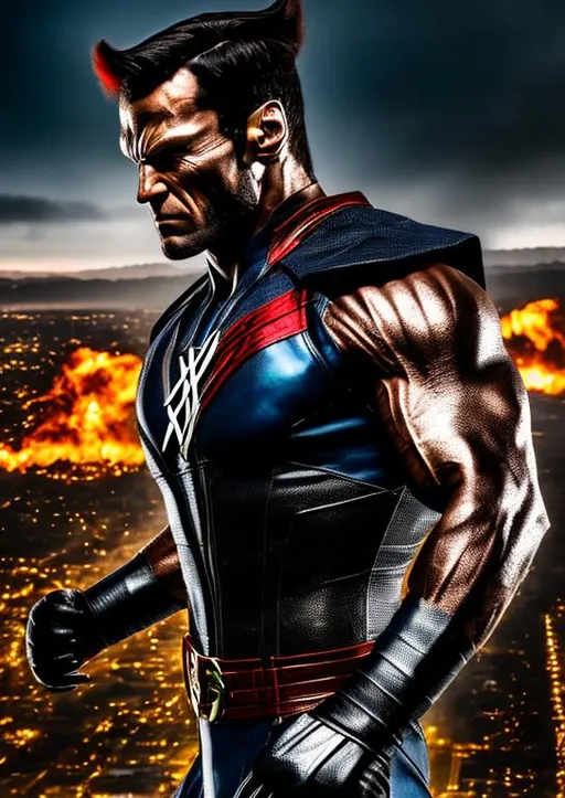 Prompt: High-resolution hyperrealistic photo of x-man colossus peter rasputin merged with wolverine, steel metallic skin, black and bronze and red costume, uhd, hdr, 64k