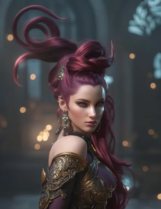 Prompt: gorgeous tiefling, red hair, warriorUHD, hd , 8k eyes, detailed face, big anime dreamy eyes, 8k eyes, intricate details, insanely detailed, masterpiece, cinematic lighting, 8k, complementary colors, golden ratio, octane render, volumetric lighting, unreal 5, artwork, concept art, cover, top model, light on hair colorful glamourous hyperdetailed medieval city background, intricate hyperdetailed breathtaking colorful glamorous scenic view landscape, ultra-fine details, hyper-focused, deep colors, dramatic lighting, ambient lighting god rays, flowers, garden | by sakimi chan, artgerm, wlop, pixiv, tumblr, instagram, deviantart