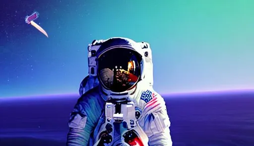 Prompt: astronaut, vaporwave, aesthetic, 16:9 aspect ratio