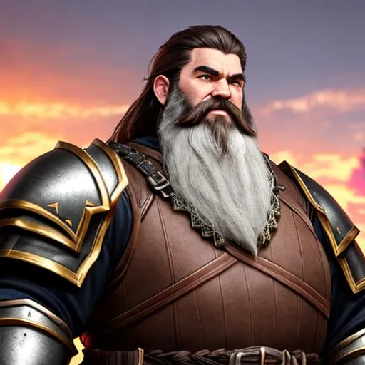Prompt: D&d Dwarf paladin, heavy armor, long beard, highly detailed, professional, render, Sharp focus, HD, UHD, HDR, hyperrealistic 